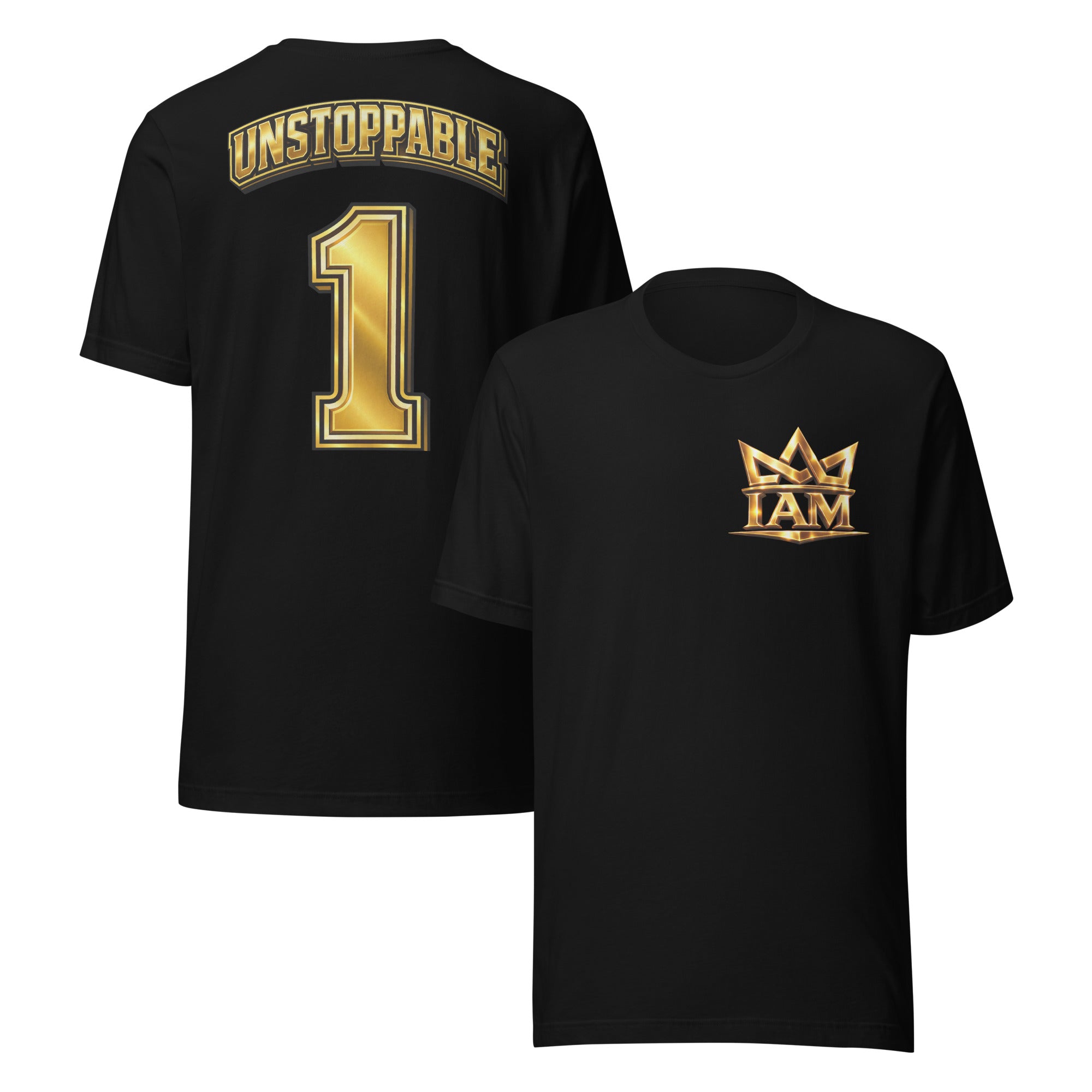 I AM UNSTOPPABLE #1 Championship Tee - Black/Gold